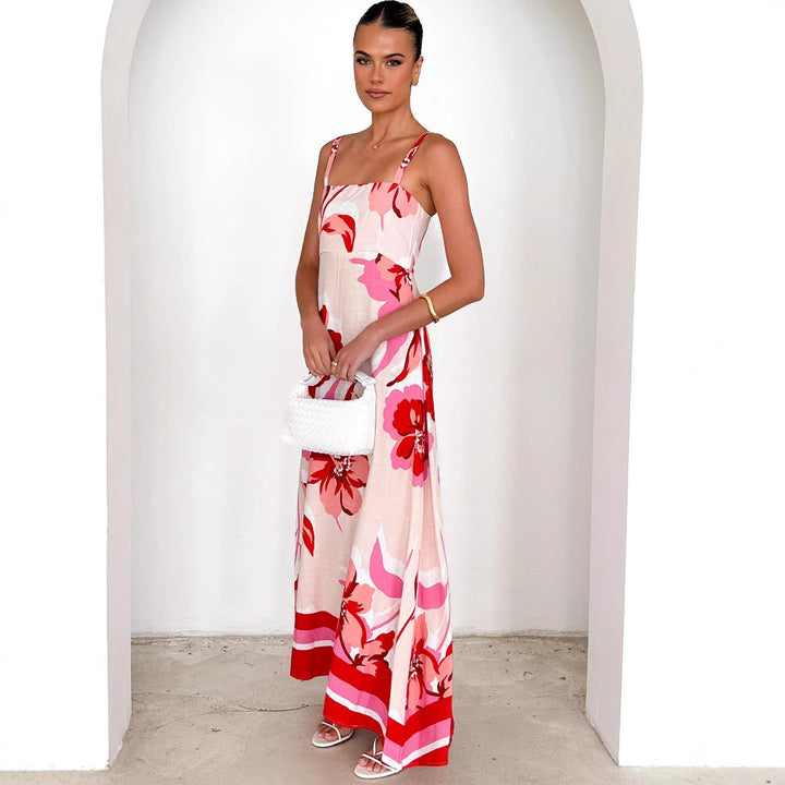 Strap Dress Summer Positioning Printed Strap Large Swing Dress