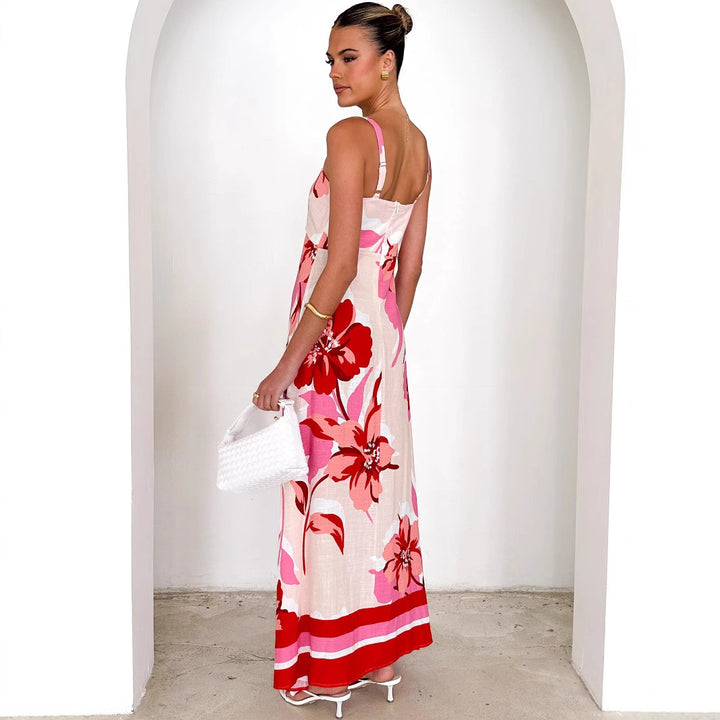 Strap Dress Summer Positioning Printed Strap Large Swing Dress