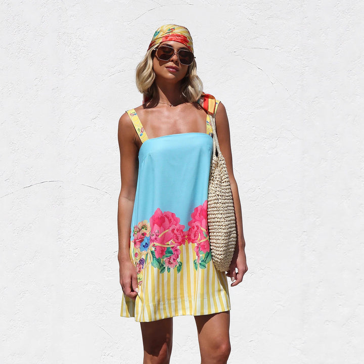 Printing A Swing Mini Suspender Dress for Women