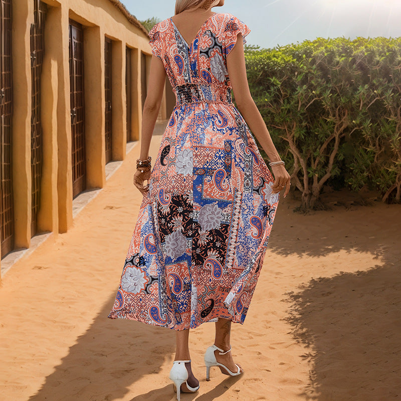 Summer Women Bohemian Print Sleeveless Dress Women