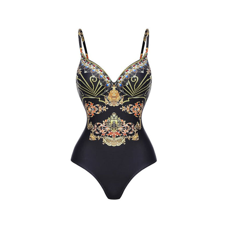 Spaghetti straps one-piece swimsuit