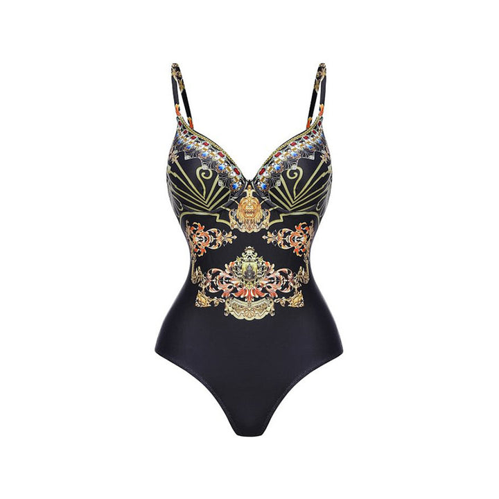 Spaghetti straps one-piece swimsuit