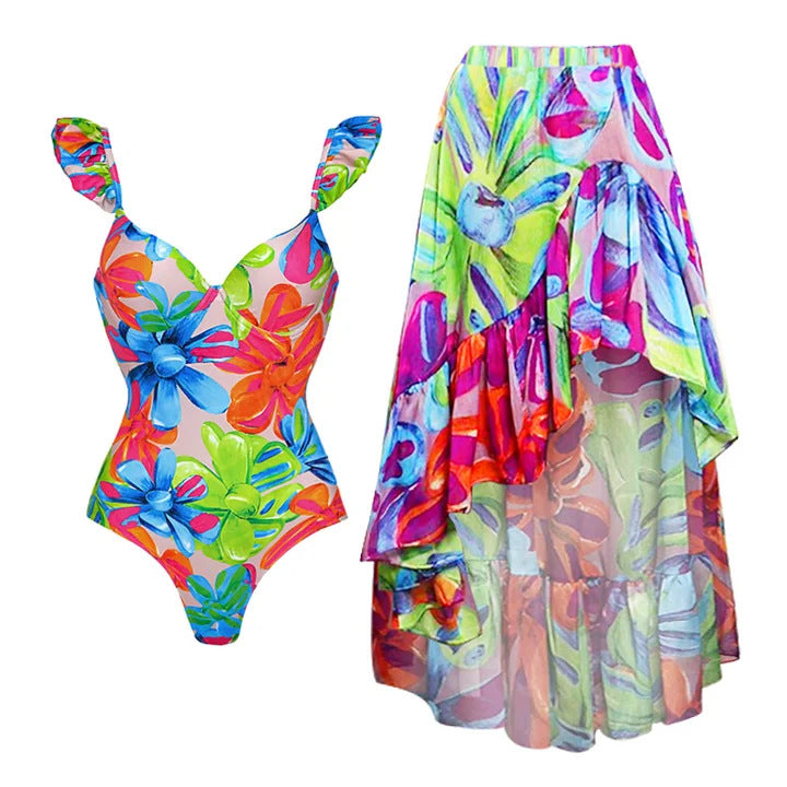 Flying Sleeve One-Piece Swimsuit Suit