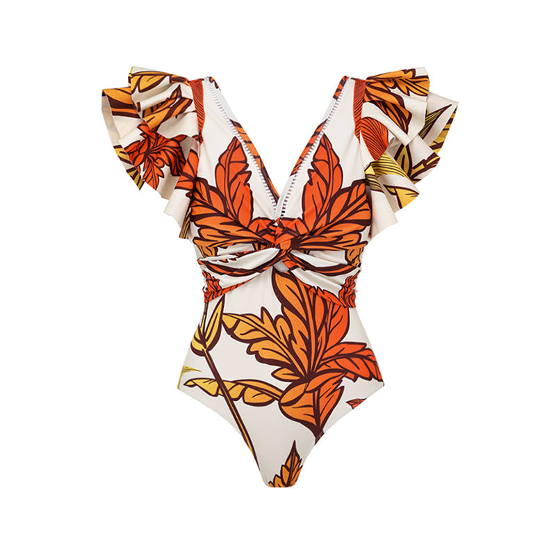 Two-Shoulder One-Piece Swimsuit