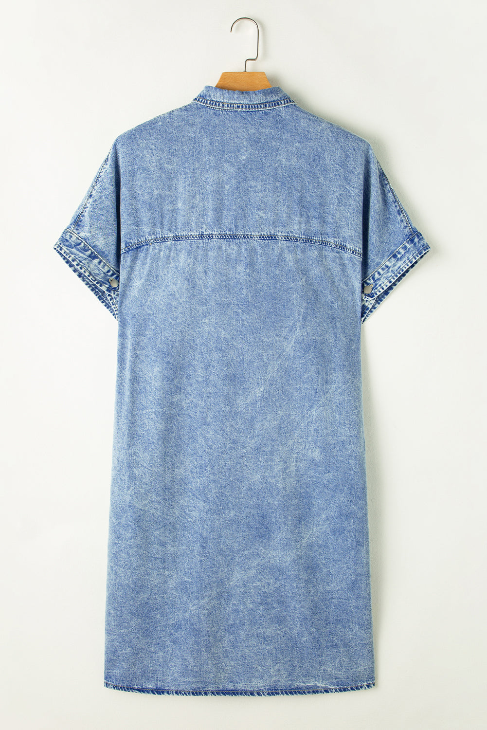 Light Blue Vintage Wash Loose Denim Shirt Dress