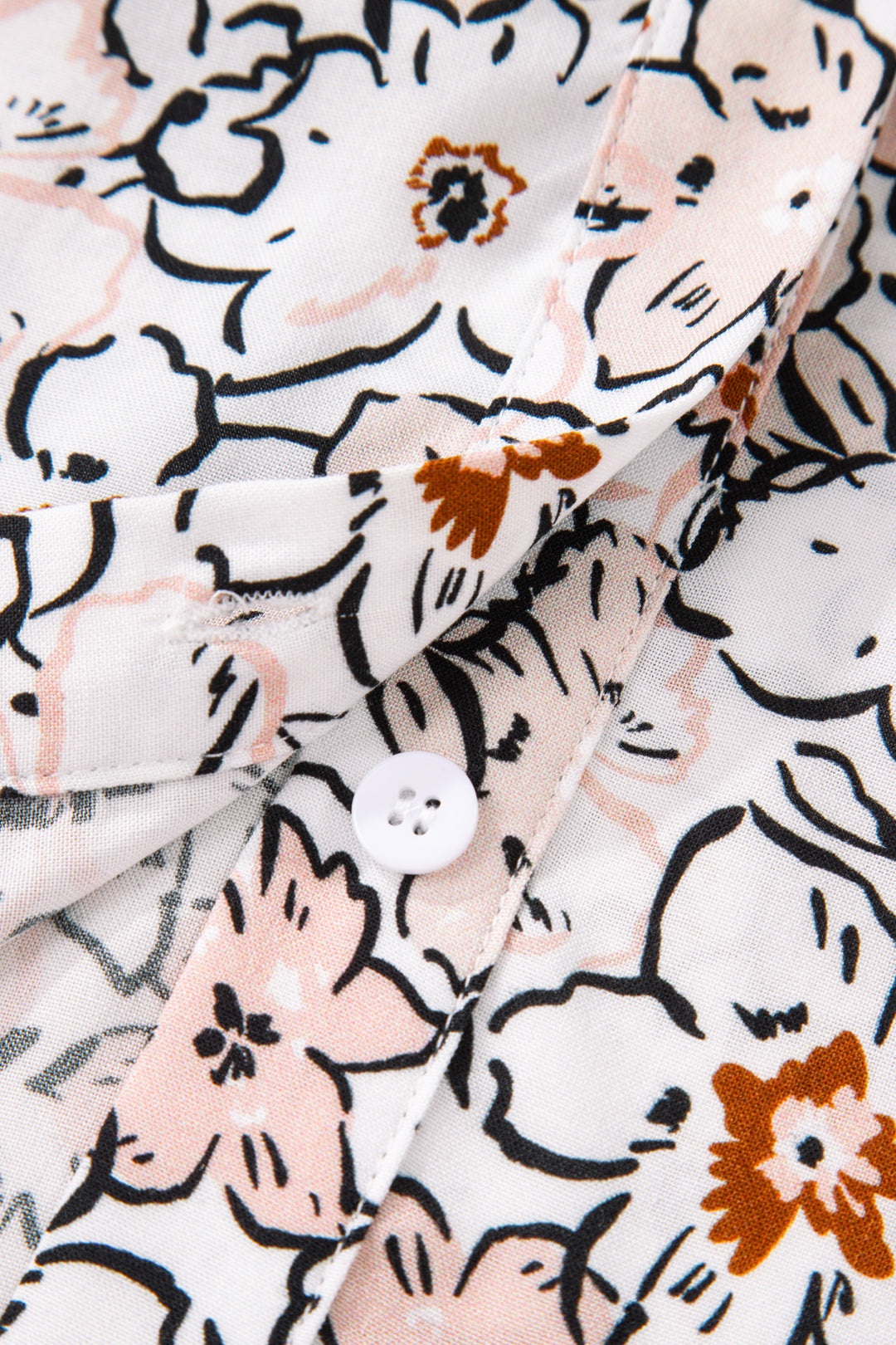 Khaki Bold Floral Print Frilled Puff Sleeve Button Down Shirt - Lulubelles Clothing and Accessories