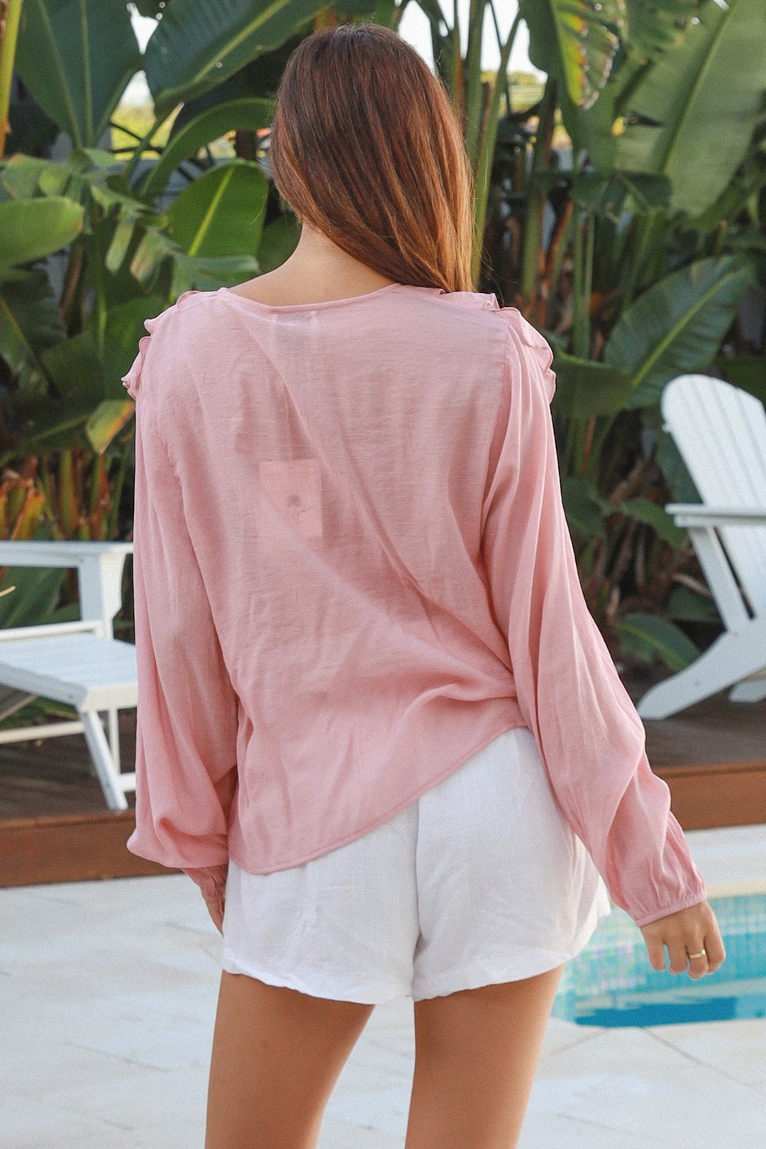 Beck Dusky Pink Frill Top