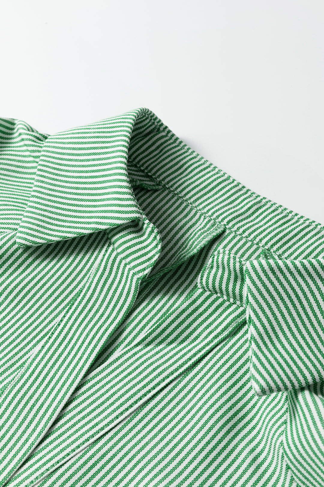 Mint Green Striped Print Collared Split Neck Half Sleeve Blouse - Lulubelles Clothing and Accessories