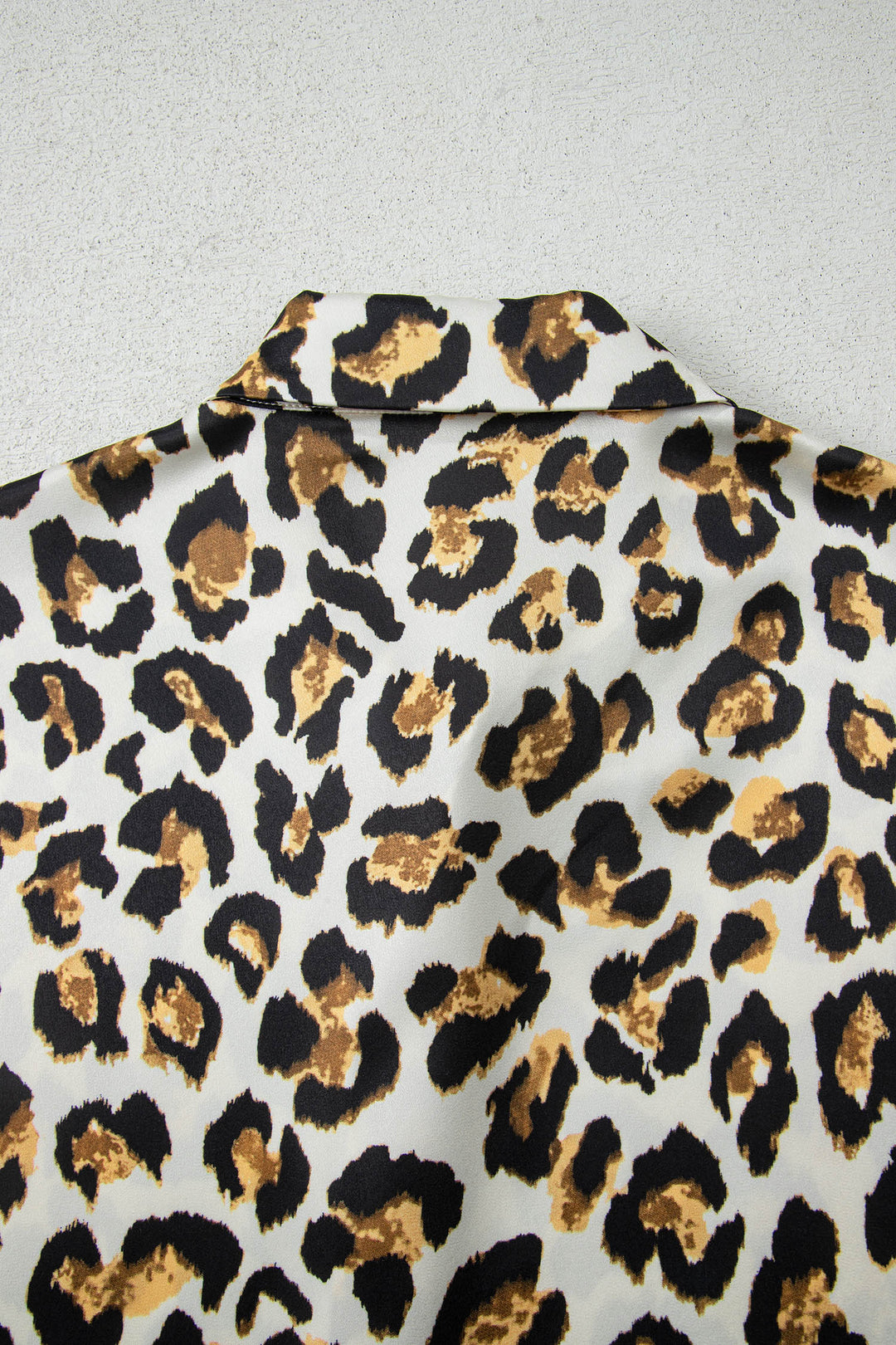 Khaki Leopard Print Ruffle Trim 3/4 Sleeve Loose Shirt - Lulubelles Clothing and Accessories