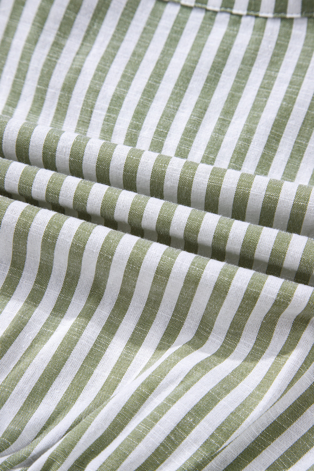 Green Stripe Tasseled Tie Neck Ruffled Short Sleeve Tiered Flattering Dress - Lulubelles Clothing and Accessories