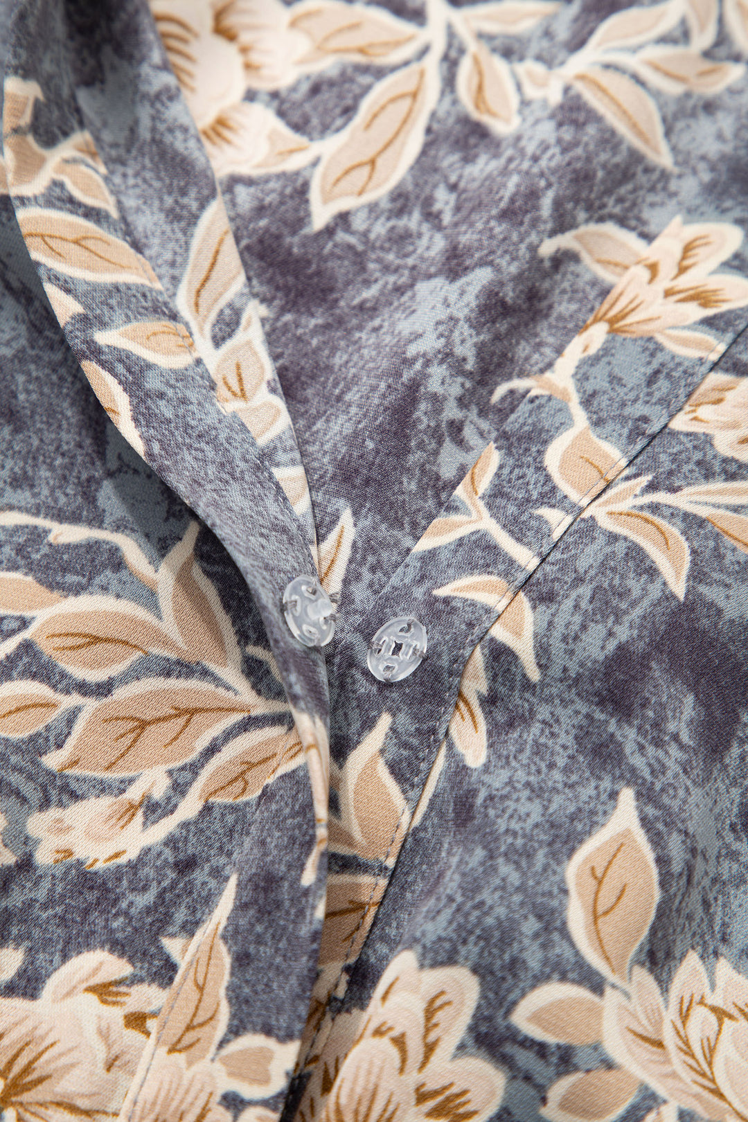 Sky Blue Floral Print Smocked High Waist Long Sleeve Maxi Dress