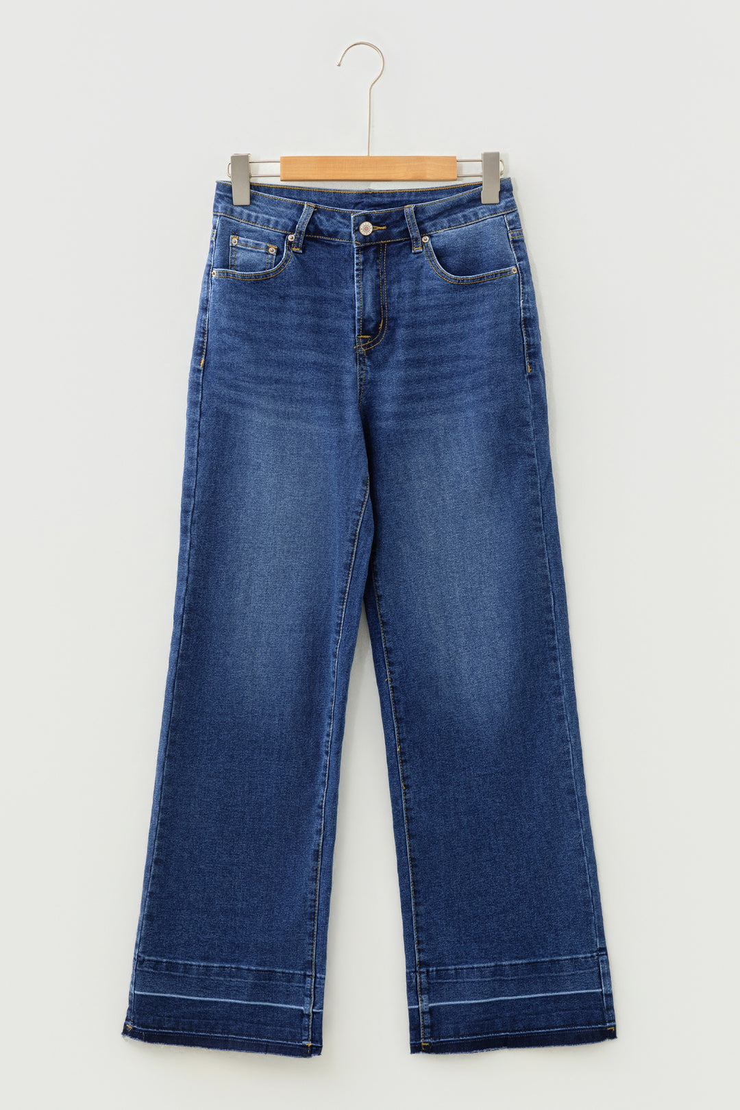 Real Teal Raw Hem Unique Cuffs Straight High Rise Loose Jeans - Lulubelles Clothing and Accessories