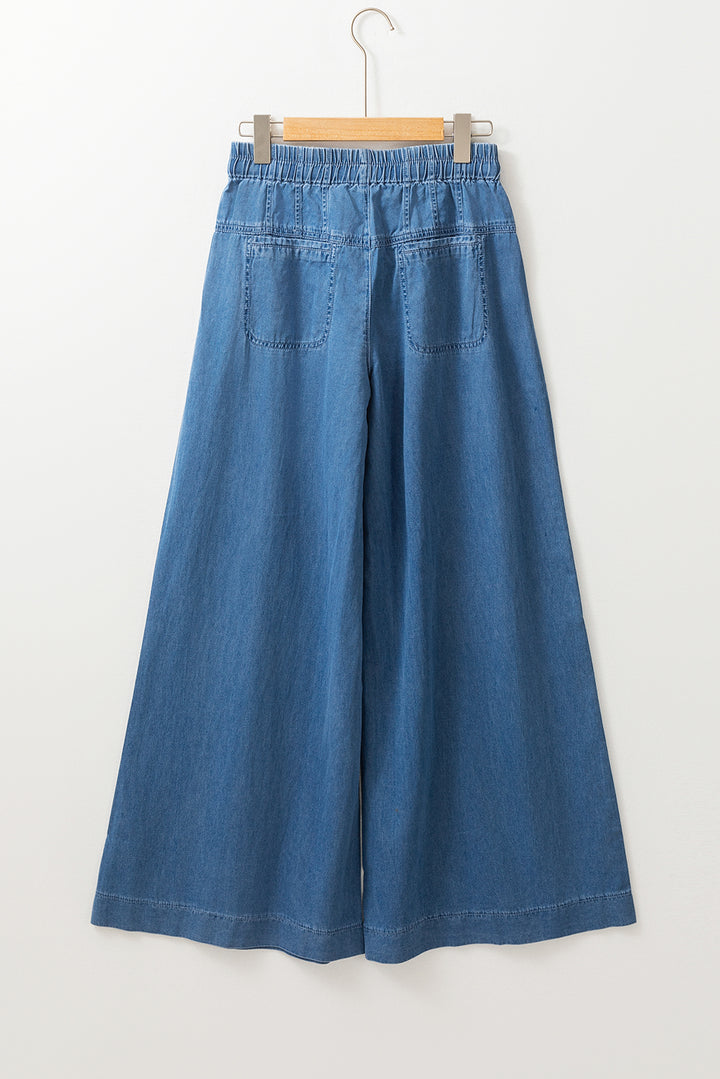 Carbon Grey Mineral Wash Button High Waist Wide Leg Jeans