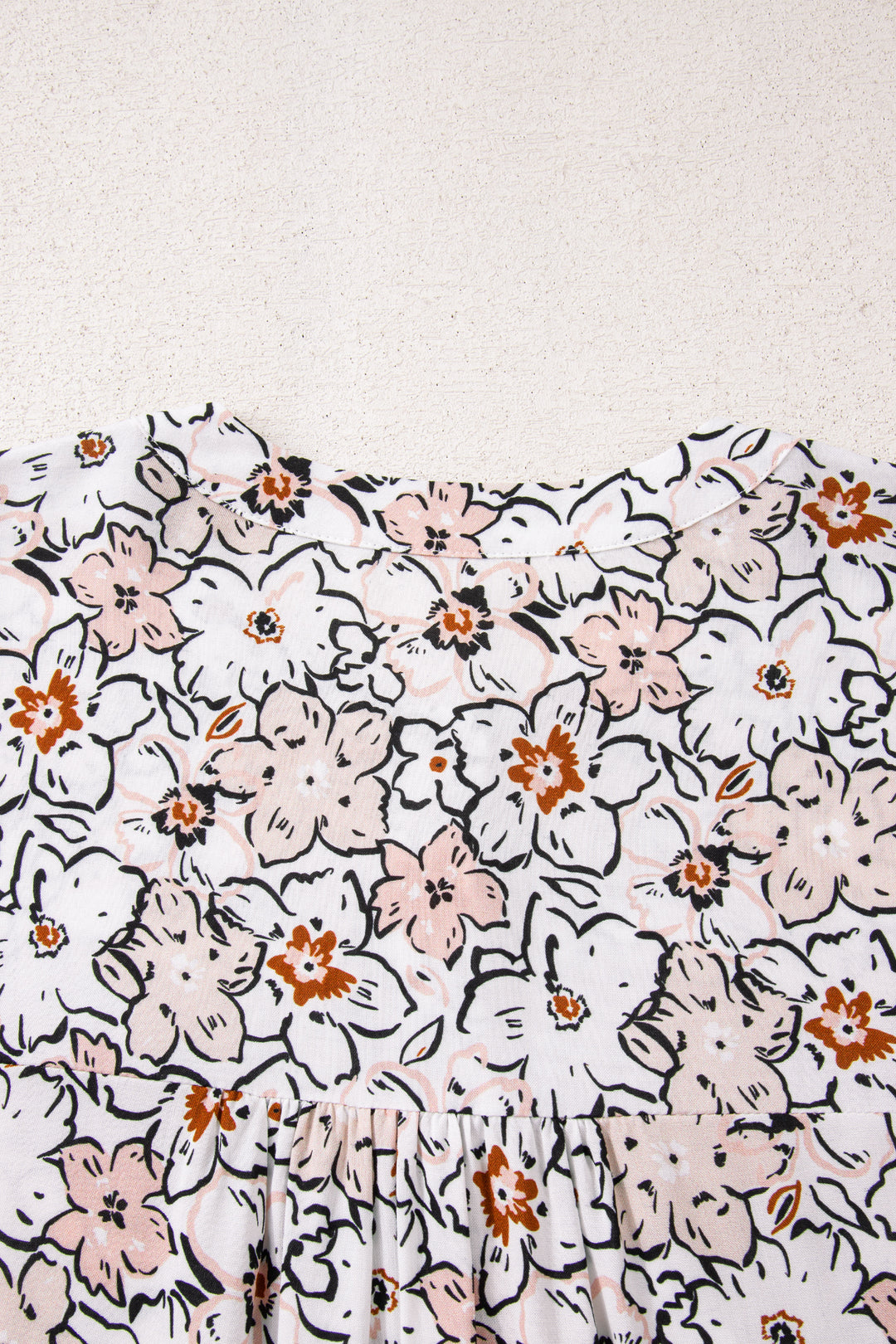 Khaki Bold Floral Print Frilled Puff Sleeve Button Down Shirt - Lulubelles Clothing and Accessories