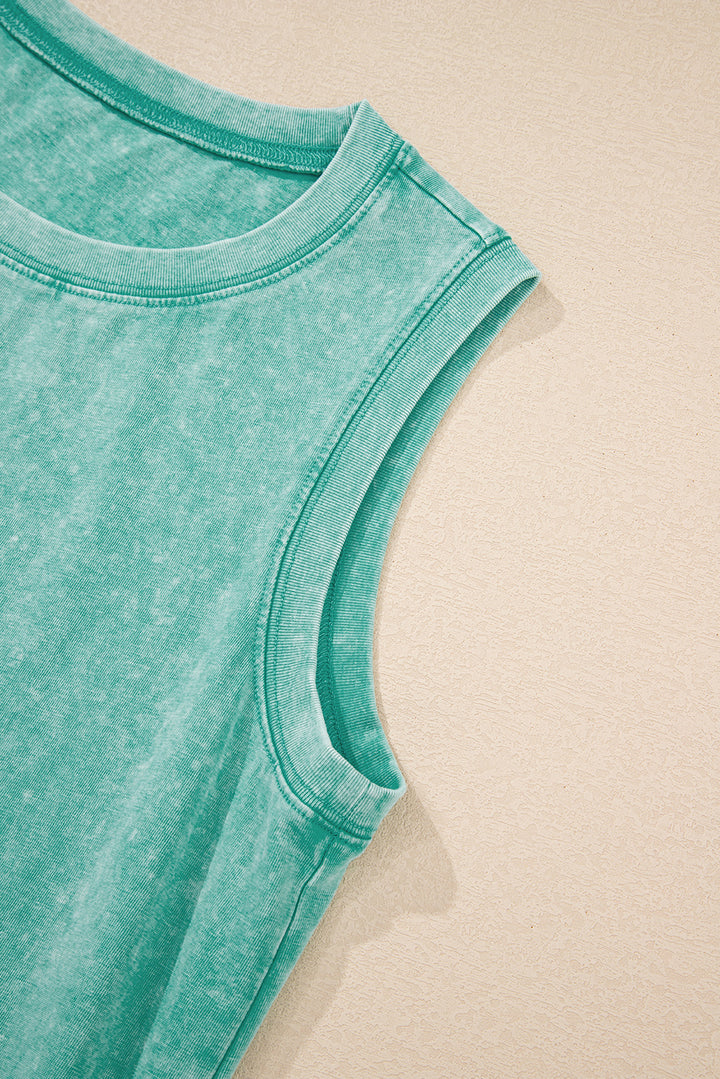 Beau Blue Mineral Wash Pocket Tank Mini Dress