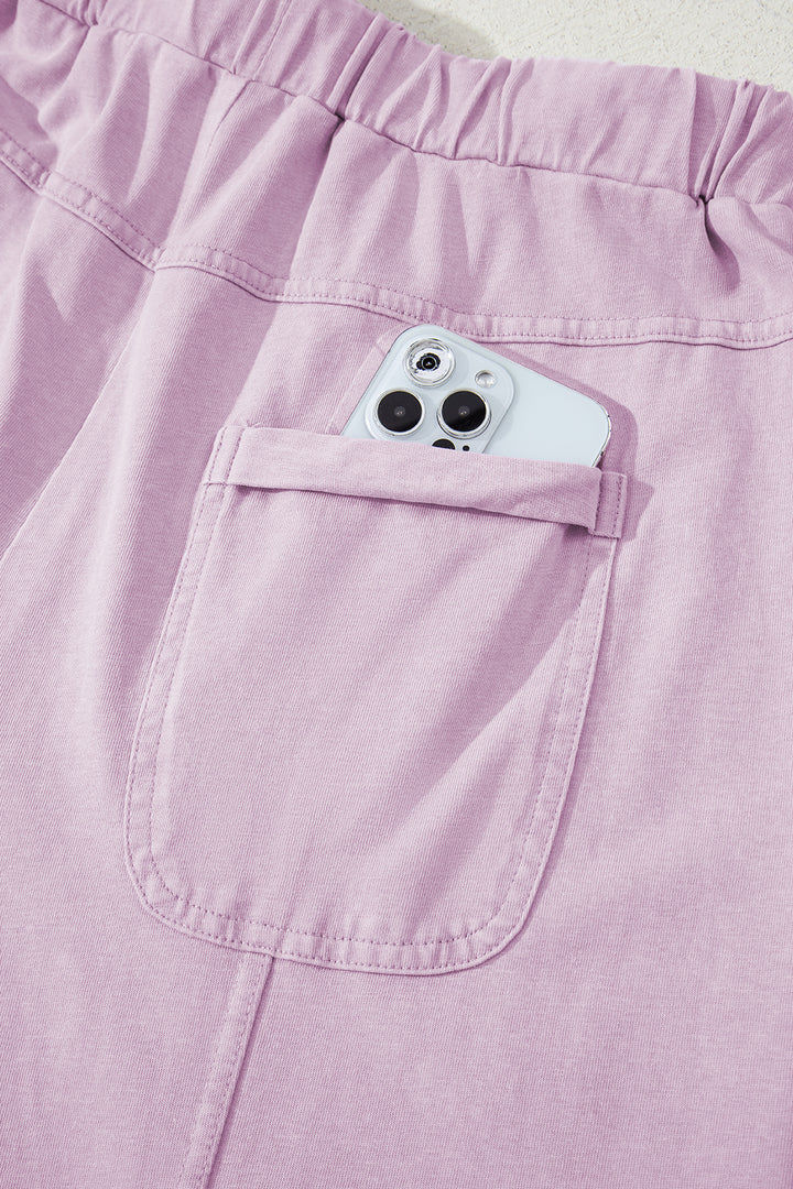 Mint Green Mineral Wash Exposed Seam Wide Leg Cargo Pants - Lulubelles Clothing and Accessories