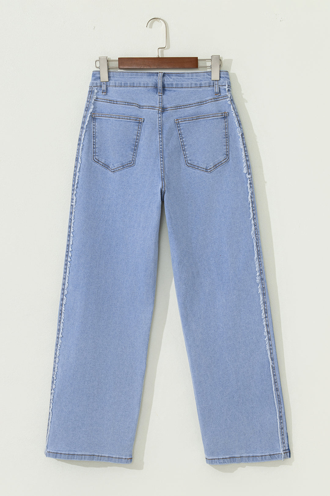 Beau Blue Contrast Stripe Frayed Side Panel Patchwork Shift Jeans - Lulubelles Clothing and Accessories