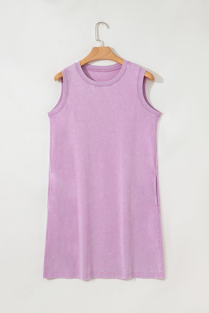 Beau Blue Mineral Wash Pocket Tank Mini Dress