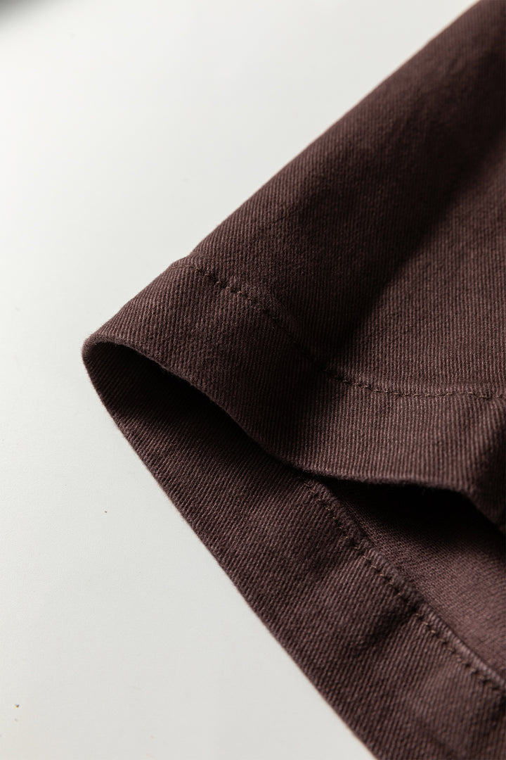 Red Sandalwood Solid Color Seamed Center Wide Leg Cropped Jeans - Lulubelles Clothing and Accessories