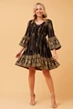 Black Gold Boho Mini Dress