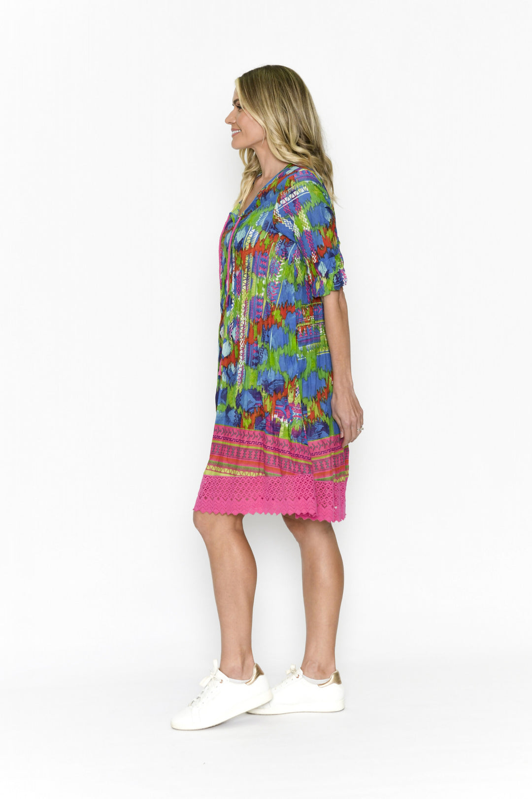 Hannah Multicolour Abstract Cotton Shift Tunic Dress