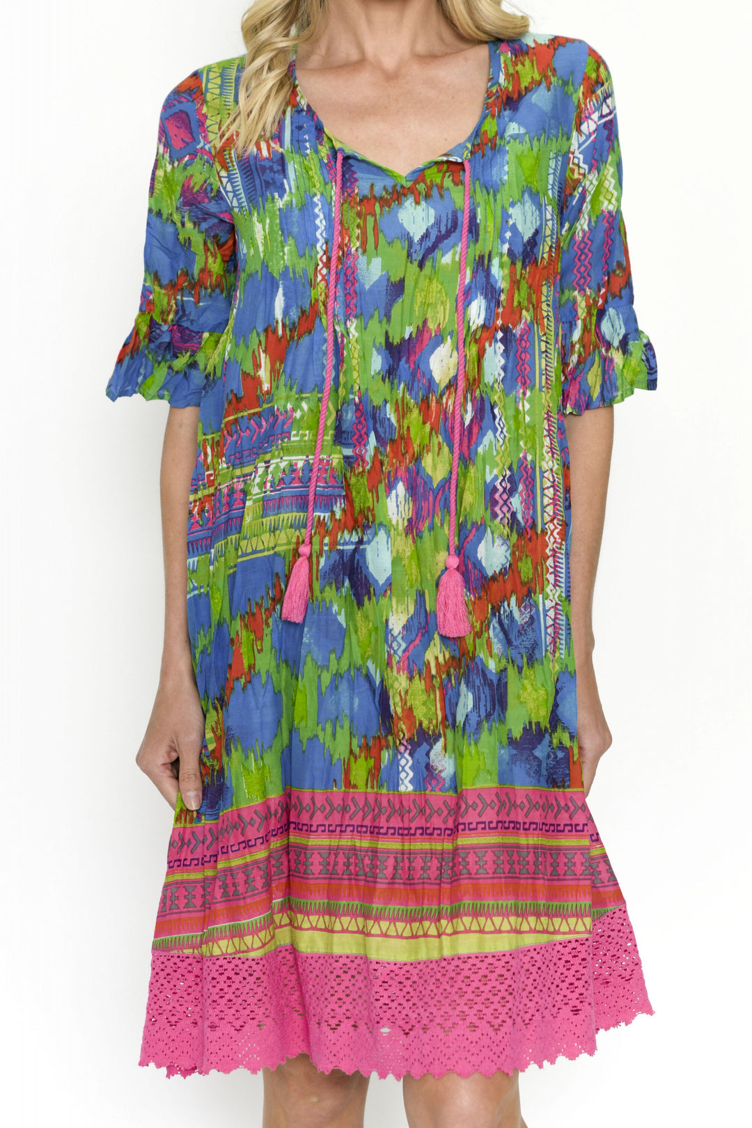 Hannah Multicolour Abstract Cotton Shift Tunic Dress