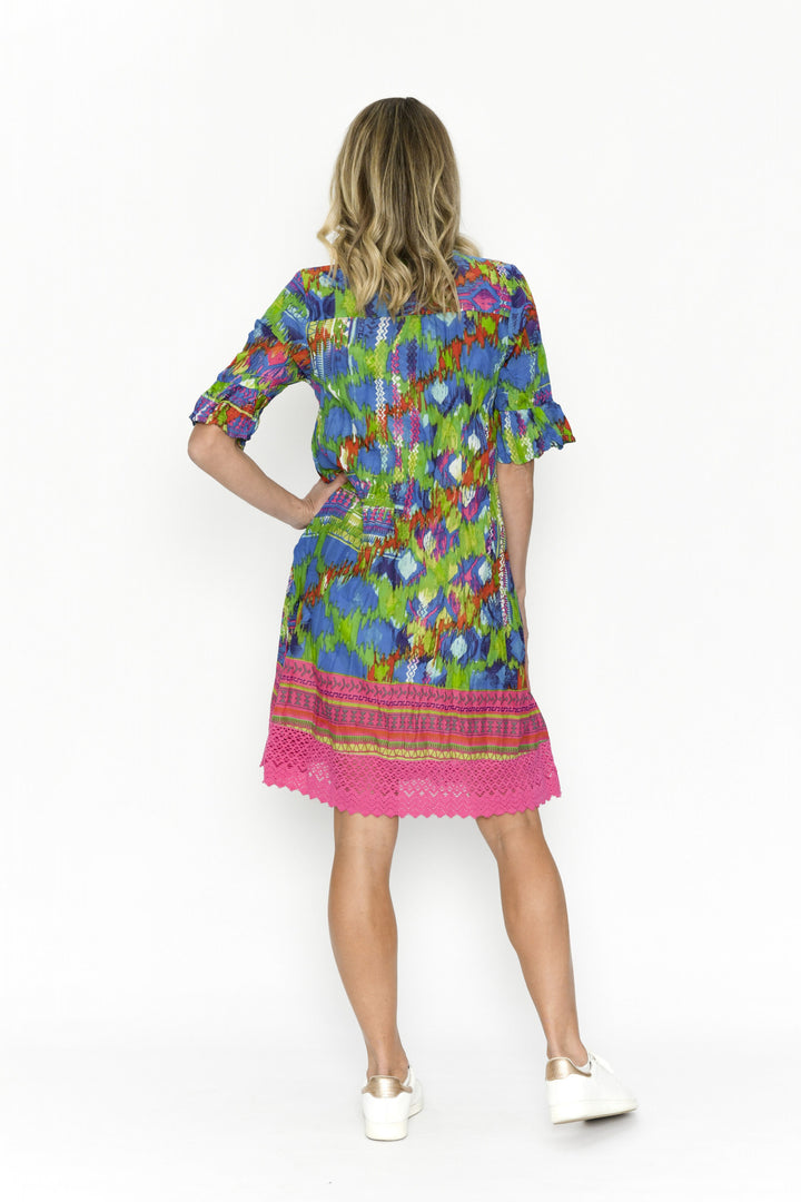 Hannah Multicolour Abstract Cotton Shift Tunic Dress