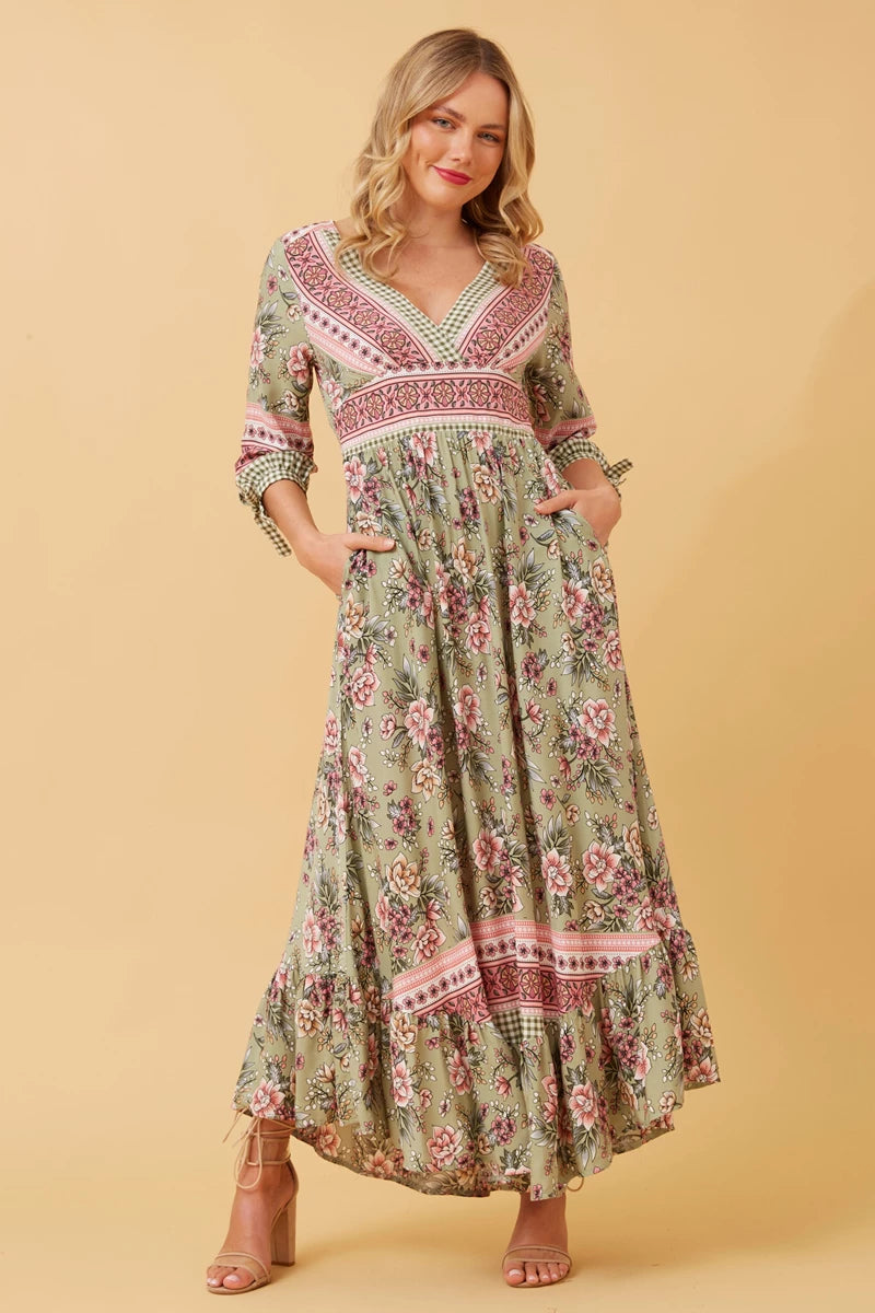 Gina Green Pink Maxi Dress