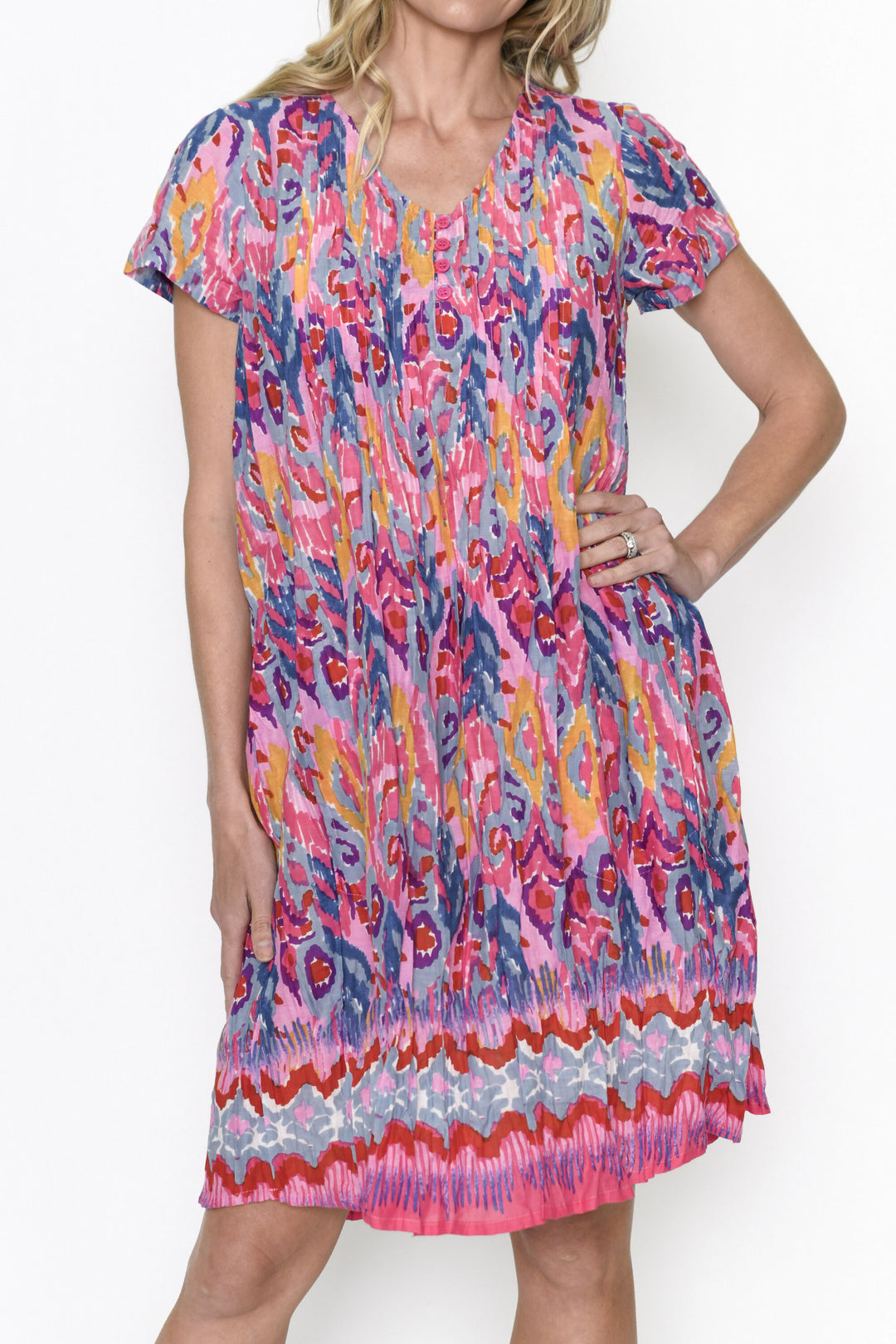 Nicola Peacock Pink Abstract Cotton Shift Dress