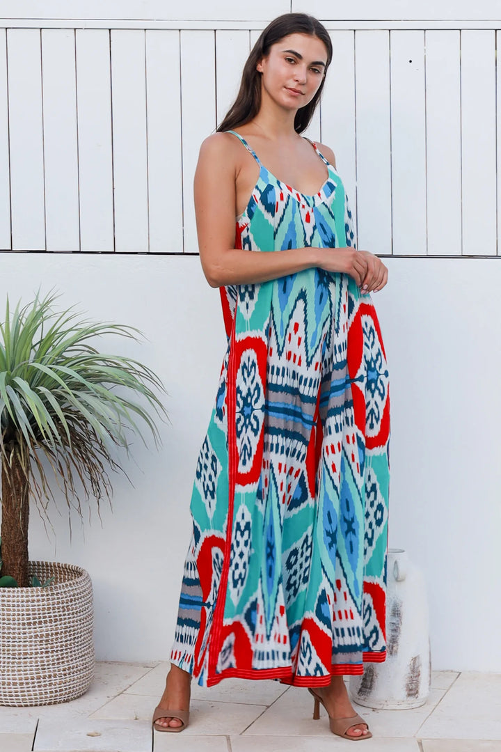 Rio Turquoise Motif Jumpsuit